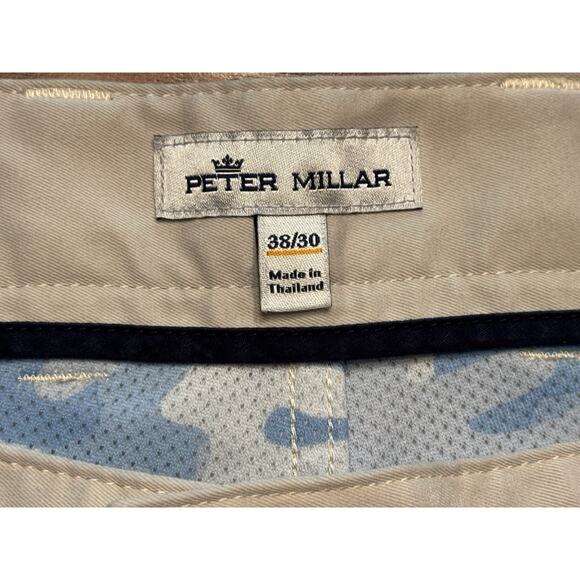 38 X 30 Peter Millar EB66 Polyester Golf Pants Light Tan 5 Pocket Performance - Picture 2 of 14
